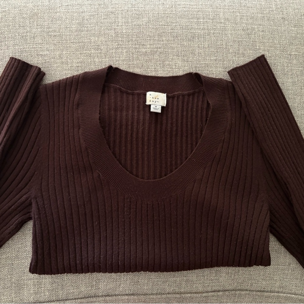 a new day Women's Ribbed Brown Sweater